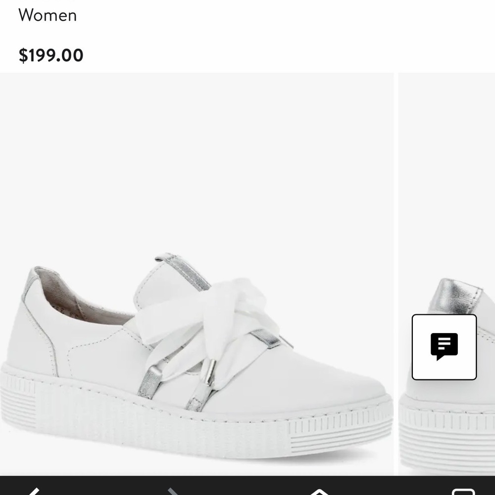Gabor Women's White and Silver Bow Sneakers